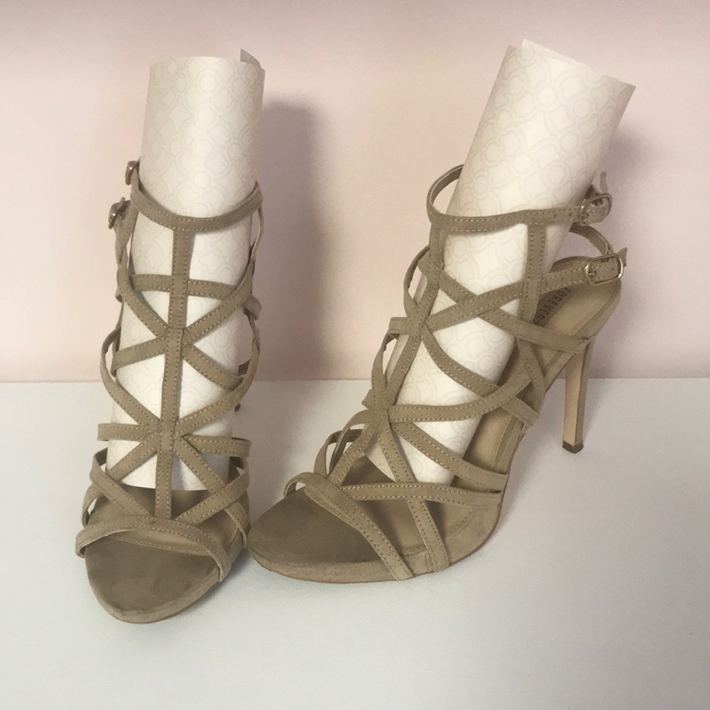 Forever 21 Tan Strappy high heel shoes 7.5